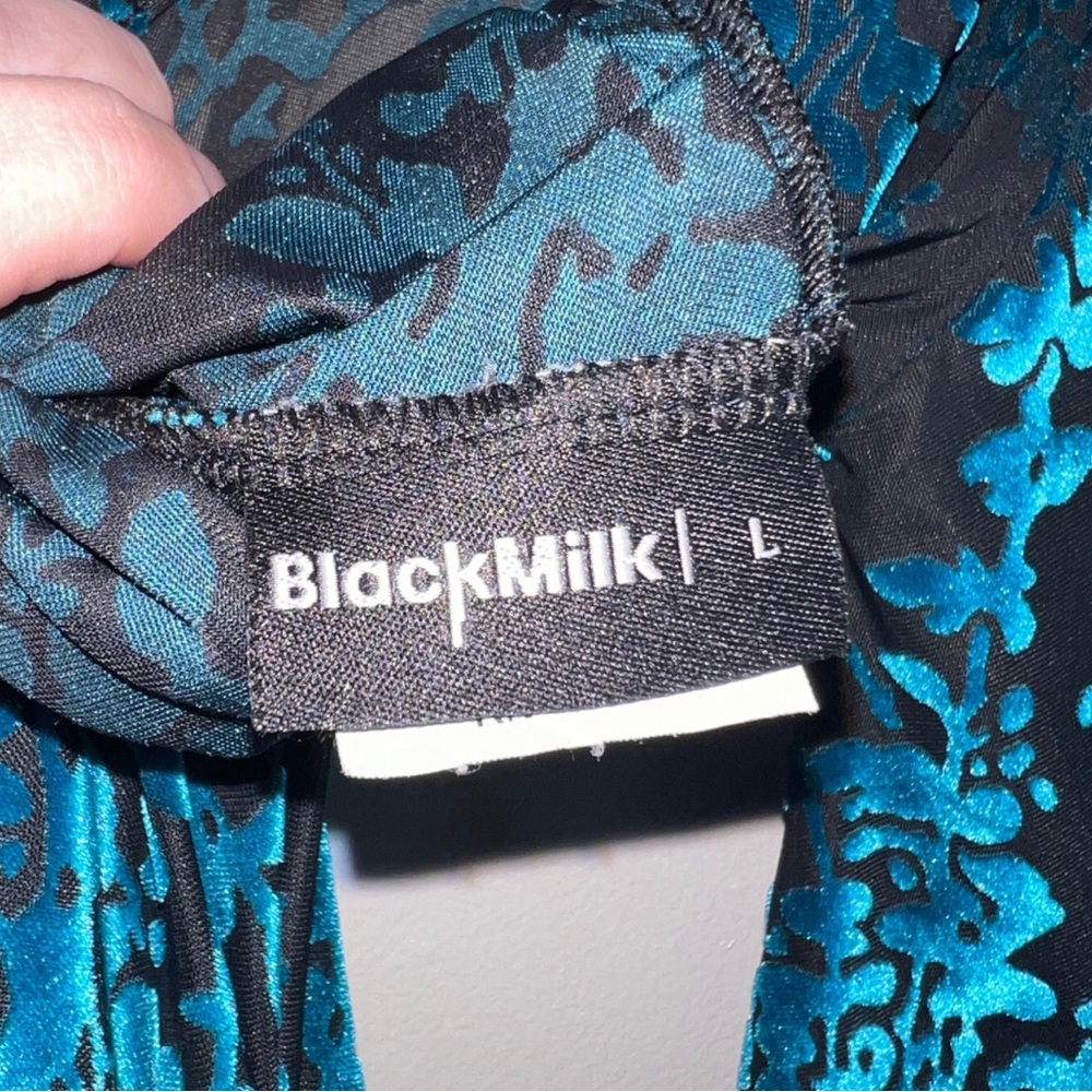 GUC Black Milk Burned Velvet Teal Floral Kimono Dress Large - Picture 8 of 16